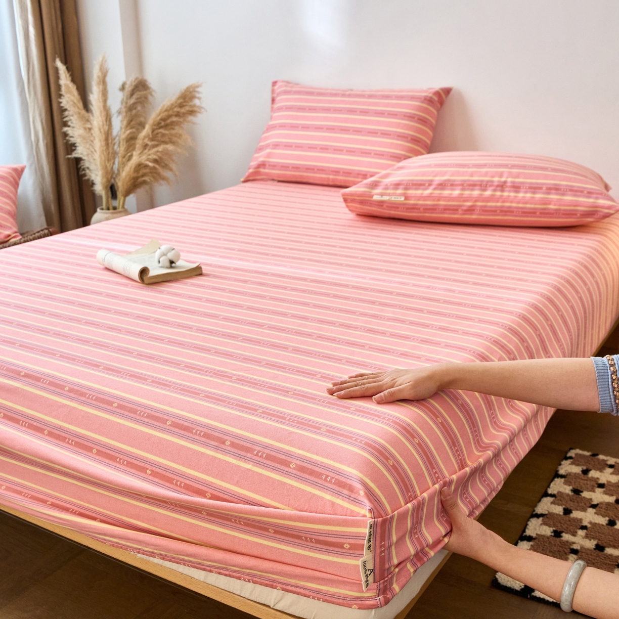 91家纺网 家纺一手货源 找家纺 （总）春皖家纺 2026新款全棉老粗布席子凉席普通款单床笠床笠单件