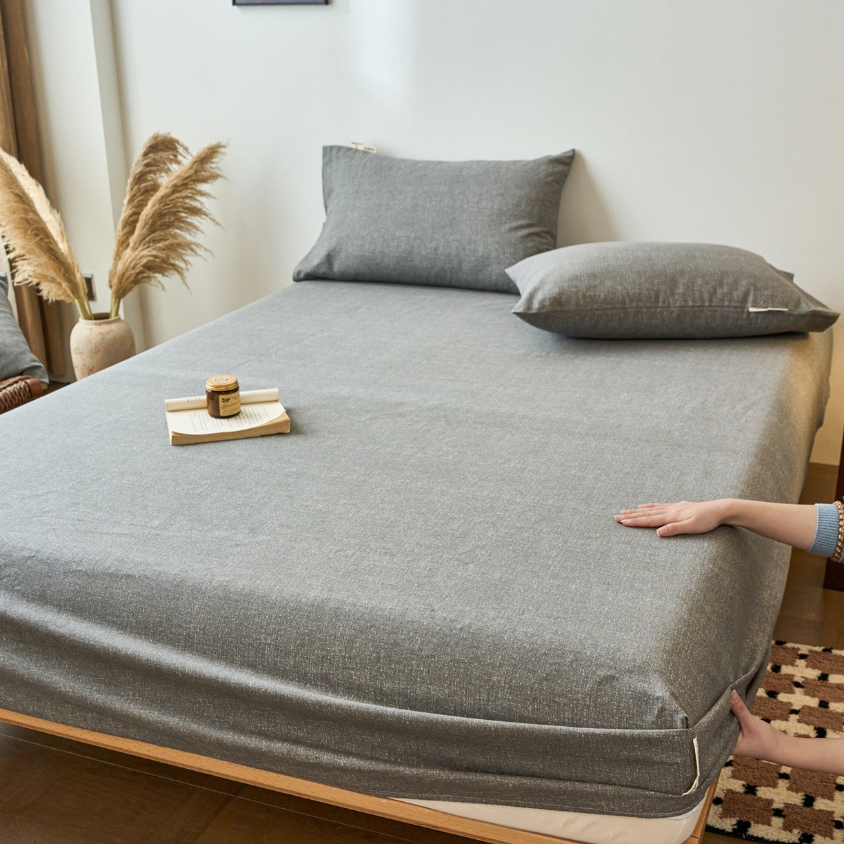 91家纺网 家纺一手货源 找家纺 （总）春皖家纺 2026新款全棉老粗布席子凉席普通款单床笠床笠单件