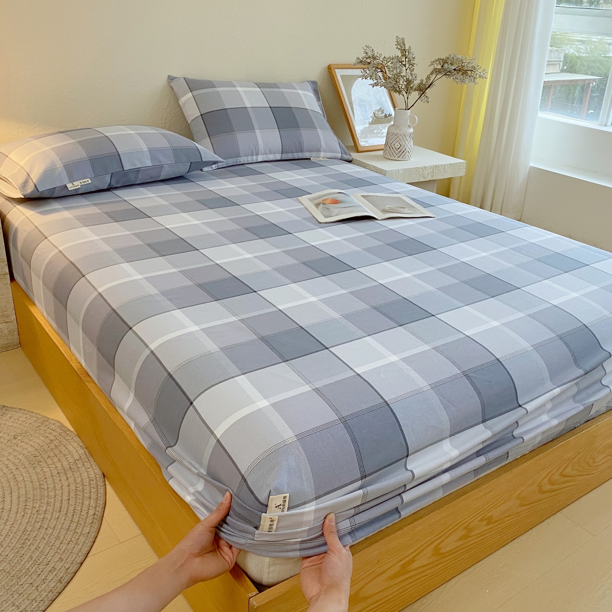 91家纺网 家纺一手货源 找家纺 （总）春皖家纺 2026新款全棉老粗布席子凉席普通款单床笠床笠单件