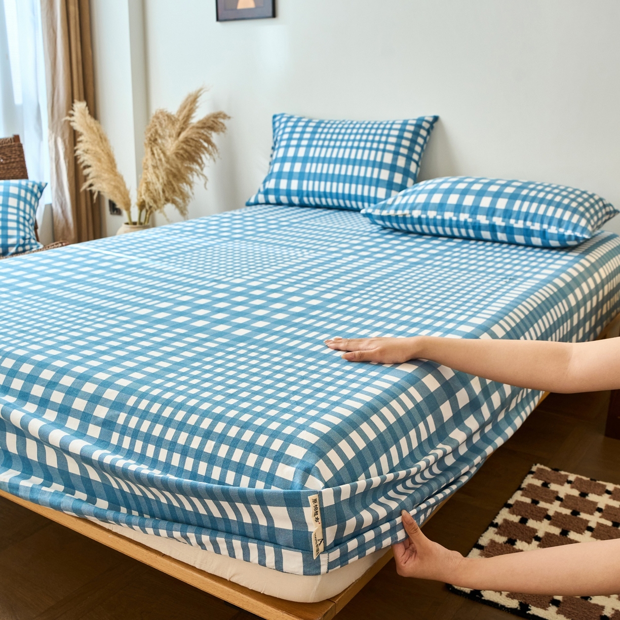 91家纺网 家纺一手货源 找家纺 （总）春皖家纺 2026新款全棉老粗布席子凉席普通款单床笠床笠单件