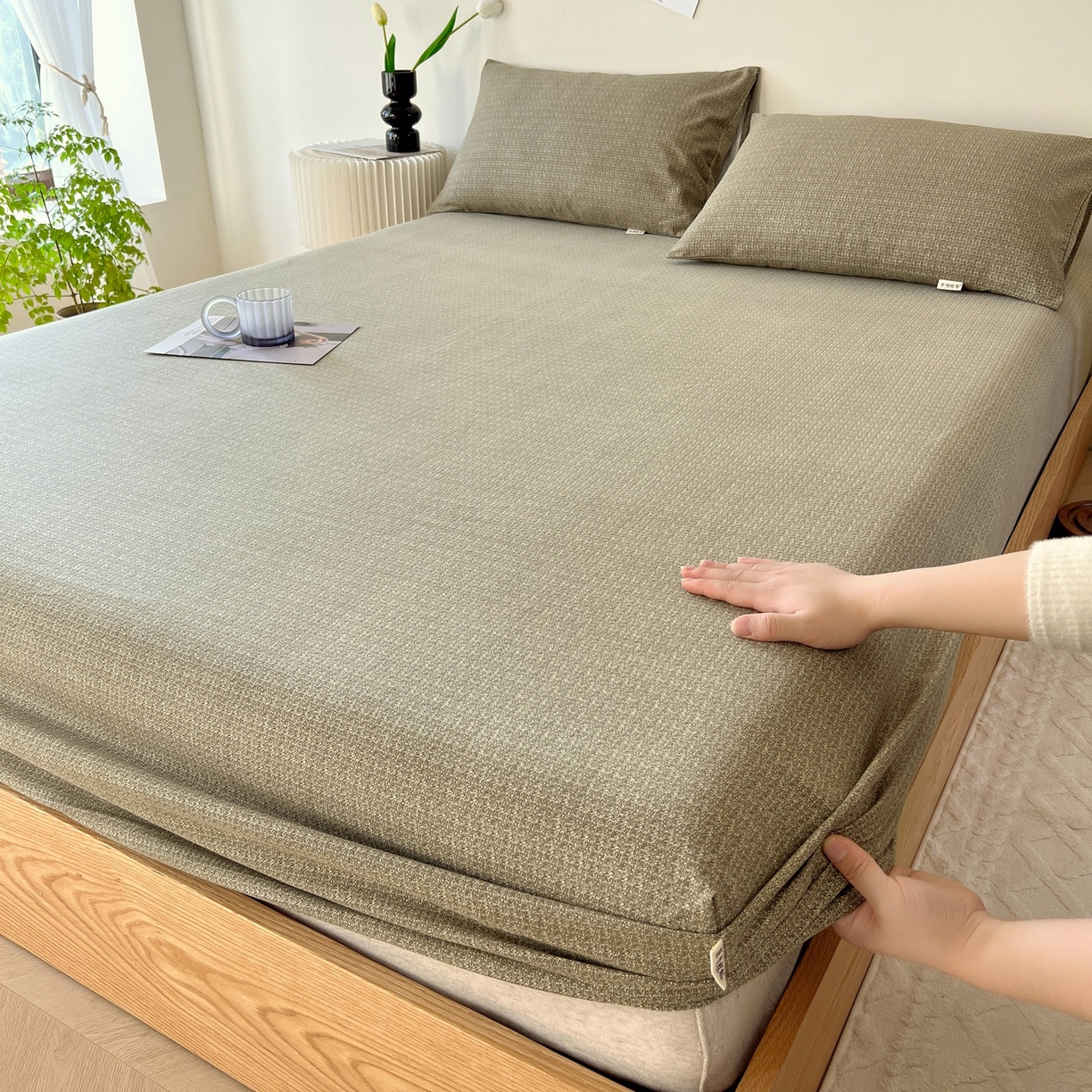 91家纺网 家纺一手货源 找家纺 （总）春皖家纺 2026新款全棉老粗布席子凉席普通款单床笠床笠单件