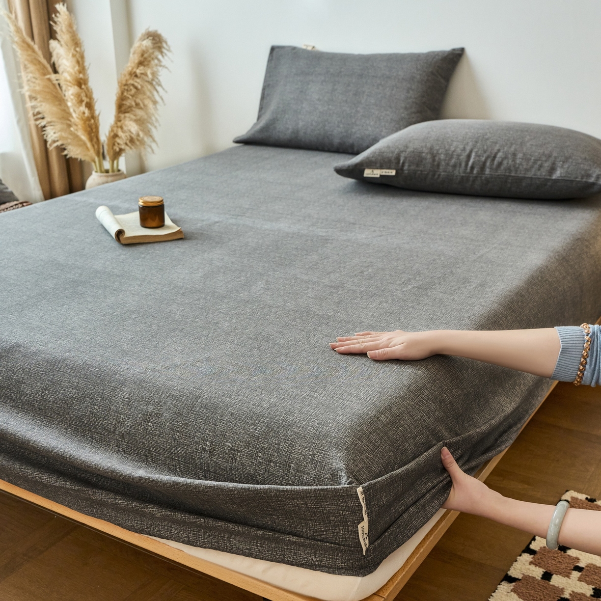 91家纺网 家纺一手货源 找家纺 （总）春皖家纺 2026新款全棉老粗布席子凉席普通款单床笠床笠单件