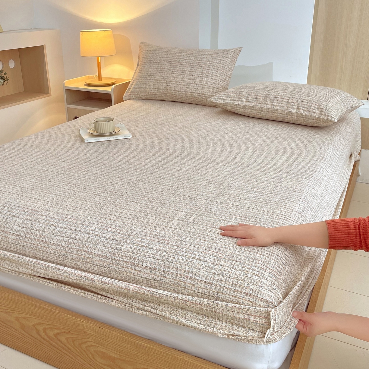 91家纺网 家纺一手货源 找家纺 （总）春皖家纺 2026新款全棉老粗布席子凉席普通款单床笠床笠单件