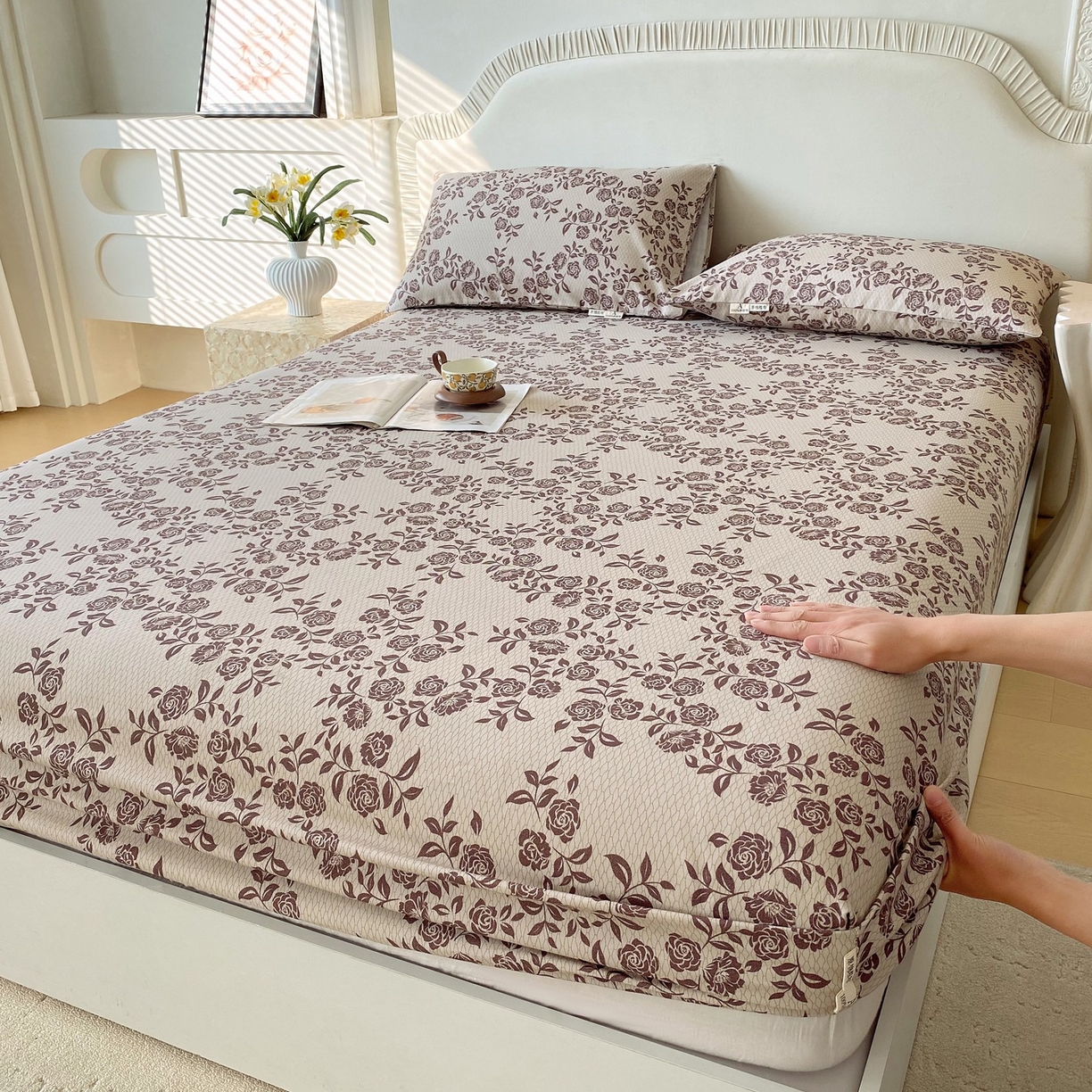 91家纺网 家纺一手货源 找家纺 （总）春皖家纺 2026新款全棉老粗布席子凉席普通款单床笠床笠单件