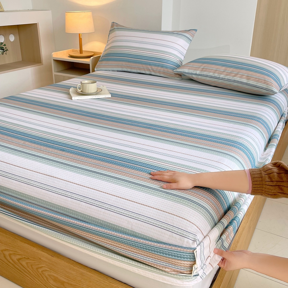 91家纺网 家纺一手货源 找家纺 （总）春皖家纺 2026新款全棉老粗布席子凉席普通款单床笠床笠单件