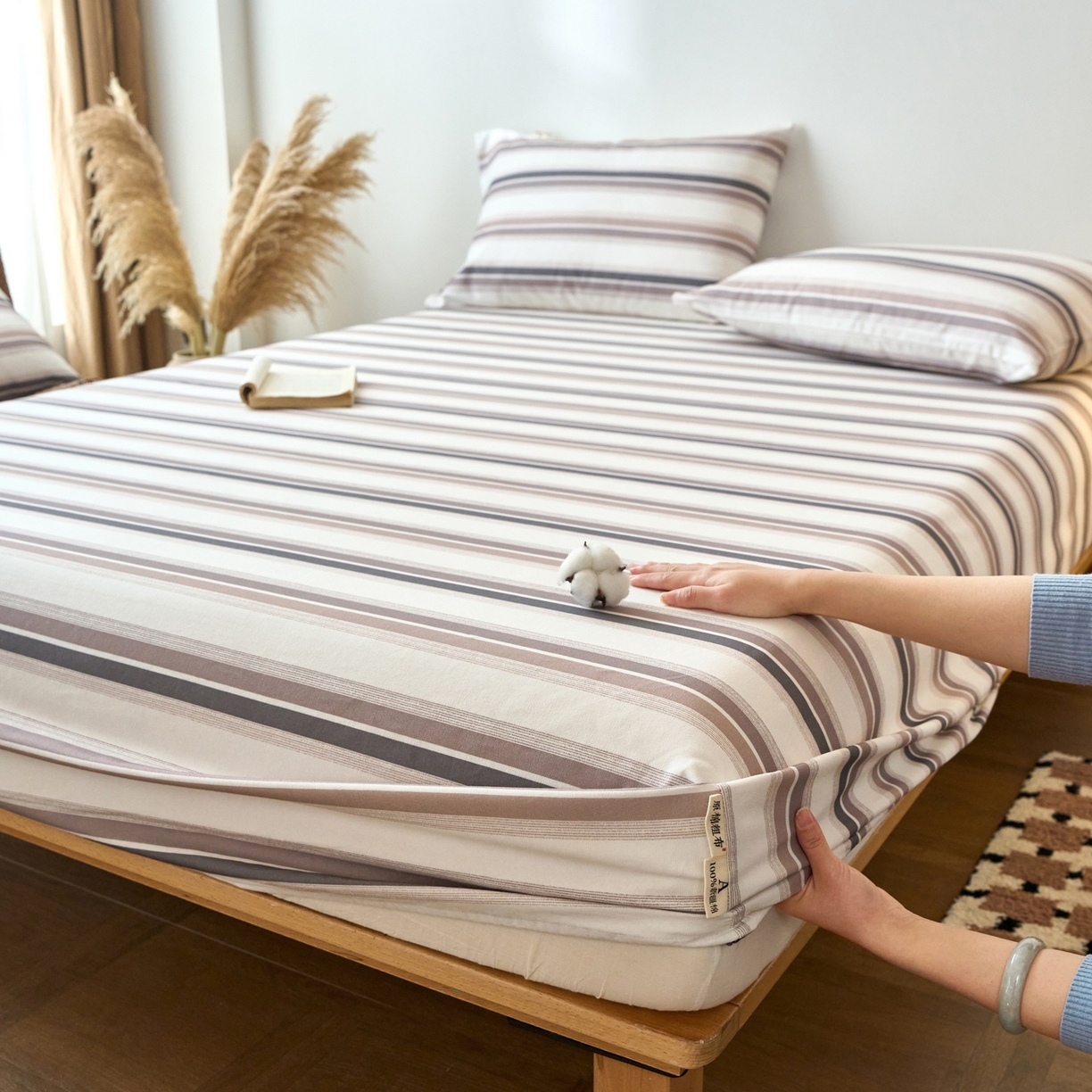 91家纺网 家纺一手货源 找家纺 （总）春皖家纺 2026新款全棉老粗布席子凉席普通款单床笠床笠单件