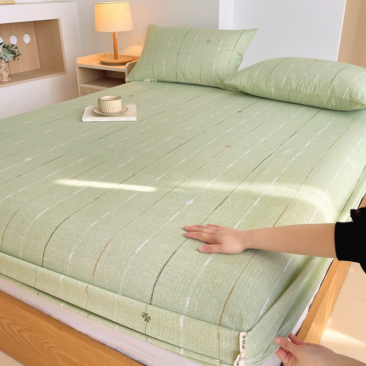 91家纺网 家纺一手货源 找家纺 （总）春皖家纺 2026新款全棉老粗布席子凉席普通款单床笠床笠单件