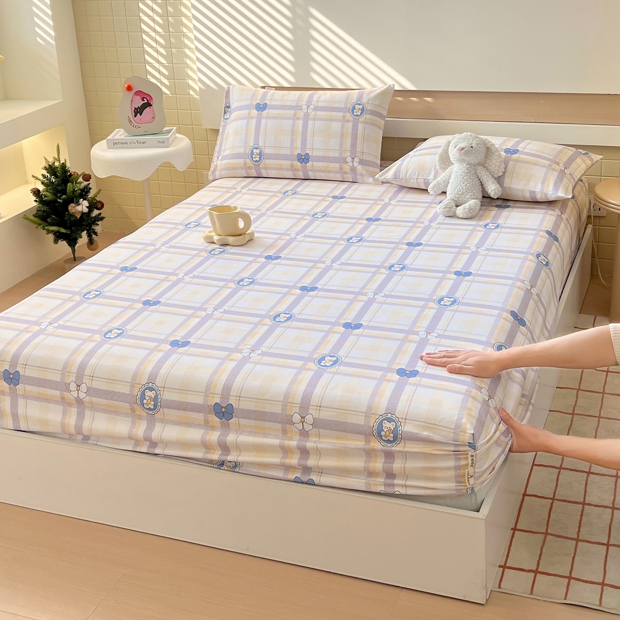 春皖家纺 2026新款全棉老粗布席子凉席普通款单床笠床笠单件 童趣