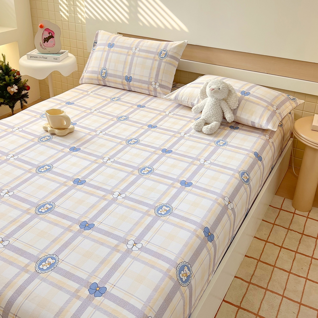 91家纺网 家纺一手货源 找家纺 春皖家纺 2026新款全棉老粗布席子凉席普通款单床笠床笠单件 童趣