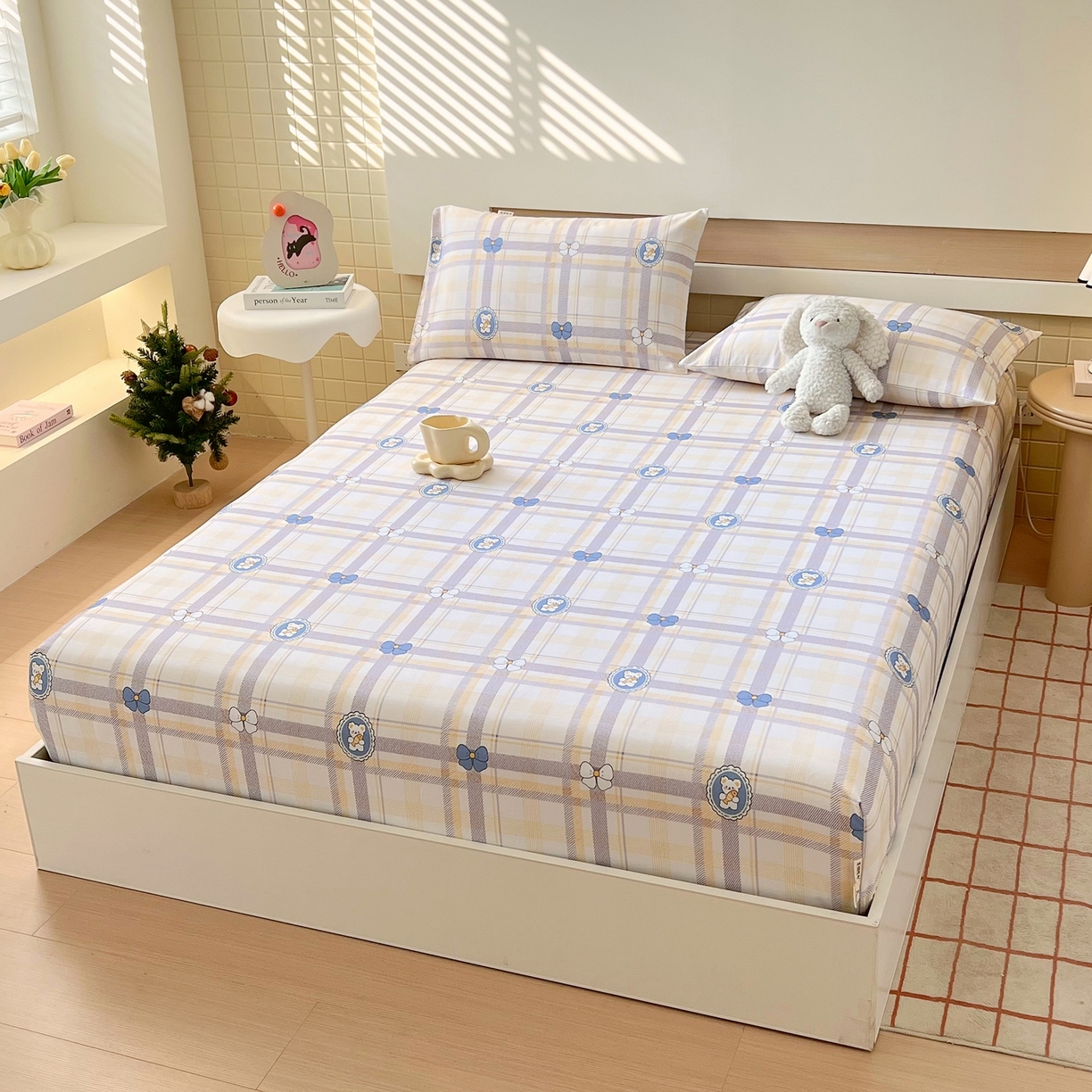 91家纺网 家纺一手货源 找家纺 春皖家纺 2026新款全棉老粗布席子凉席普通款单床笠床笠单件 童趣