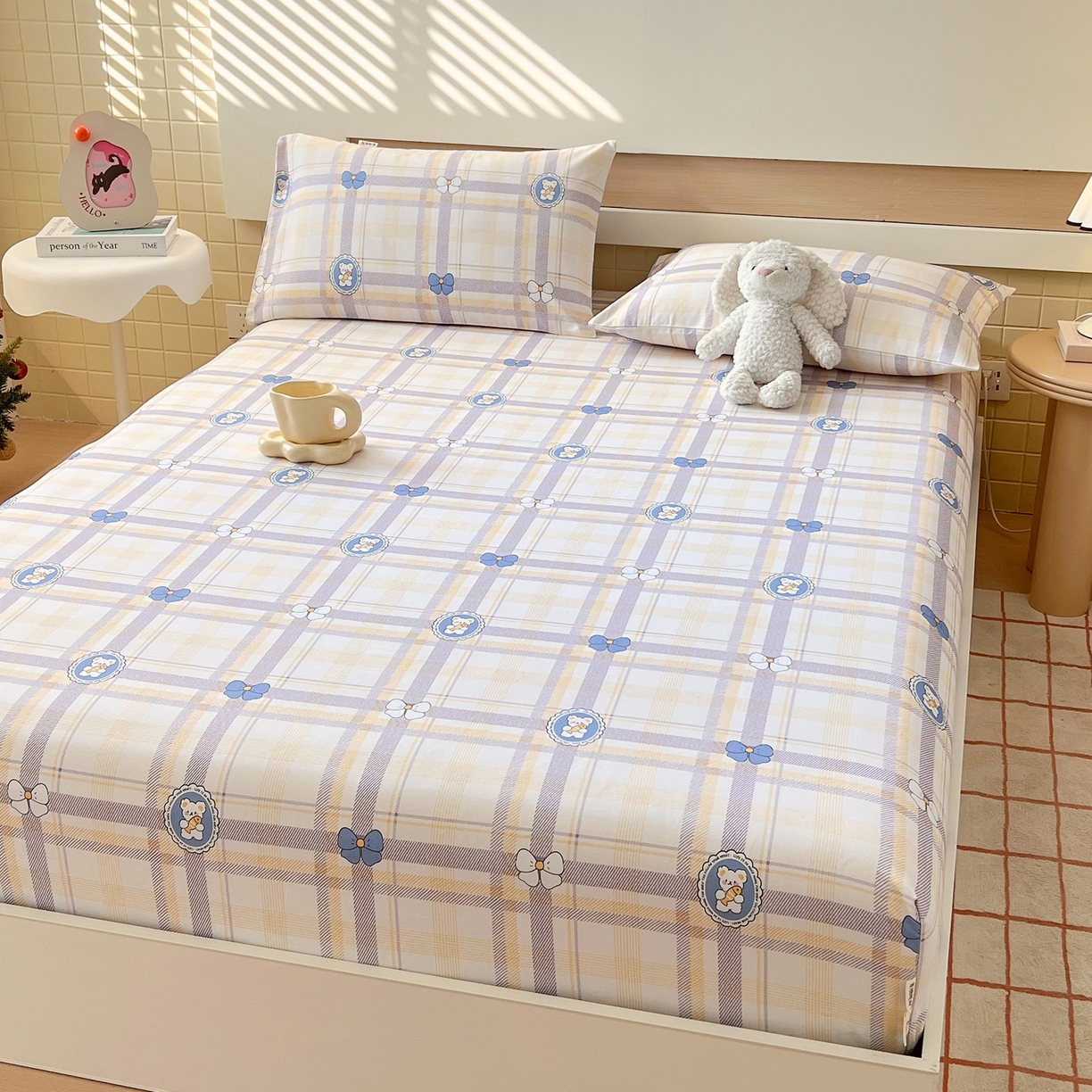 91家纺网 家纺一手货源 找家纺 春皖家纺 2026新款全棉老粗布席子凉席普通款单床笠床笠单件 童趣