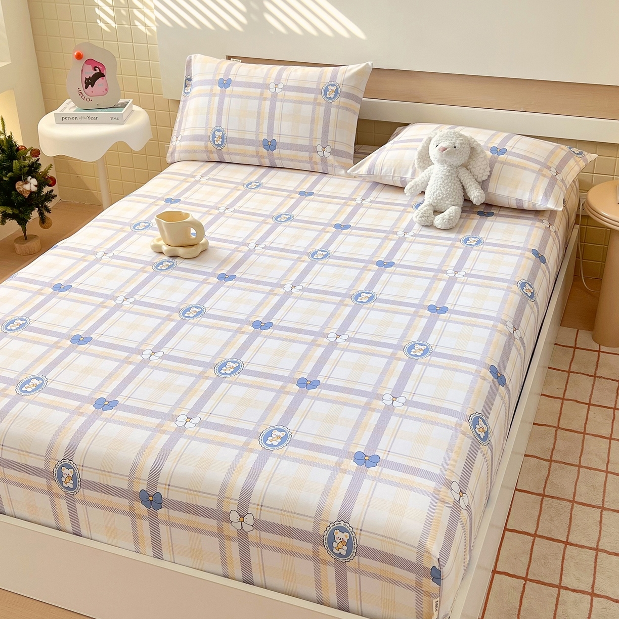 91家纺网 家纺一手货源 找家纺 春皖家纺 2026新款全棉老粗布席子凉席普通款单床笠床笠单件 童趣