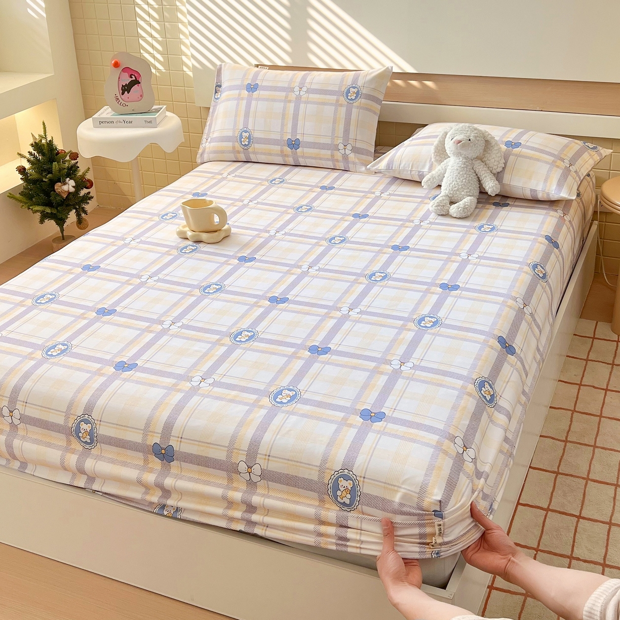 91家纺网 家纺一手货源 找家纺 春皖家纺 2026新款全棉老粗布席子凉席普通款单床笠床笠单件 童趣