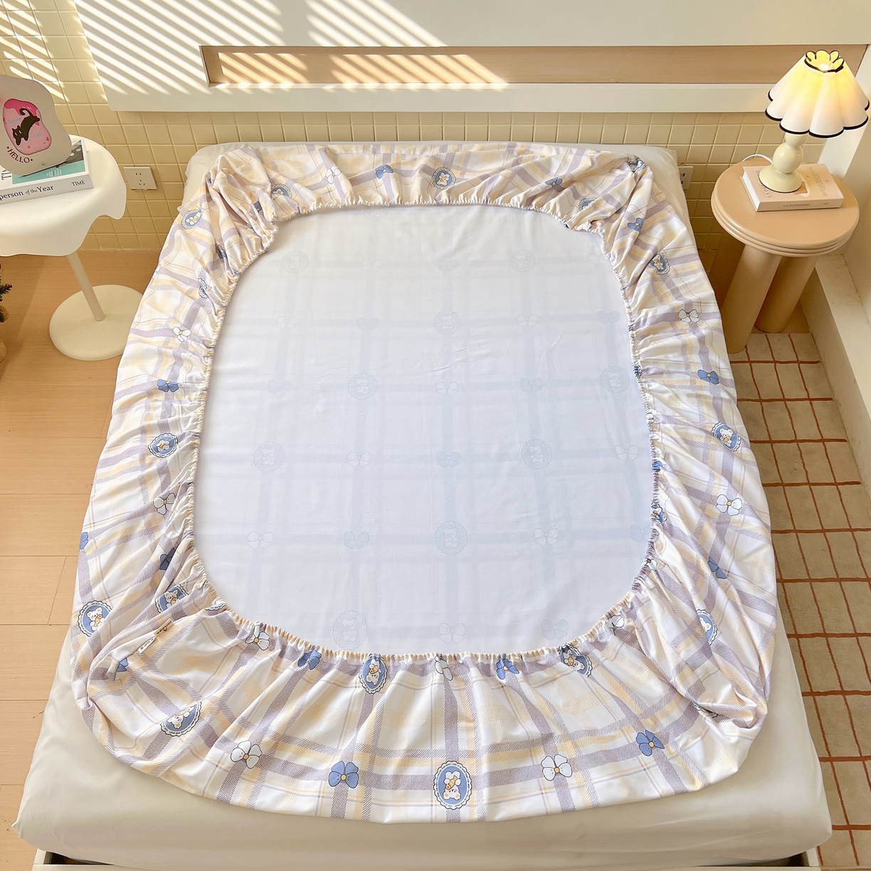 91家纺网 家纺一手货源 找家纺 春皖家纺 2026新款全棉老粗布席子凉席普通款单床笠床笠单件 童趣