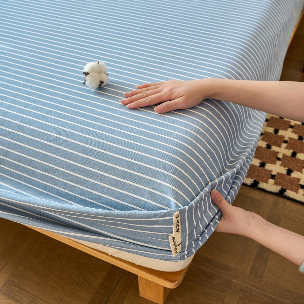 91家纺网 家纺一手货源 找家纺 春皖家纺 2026新款全棉老粗布席子凉席普通款单床笠床笠单件 细川-聚