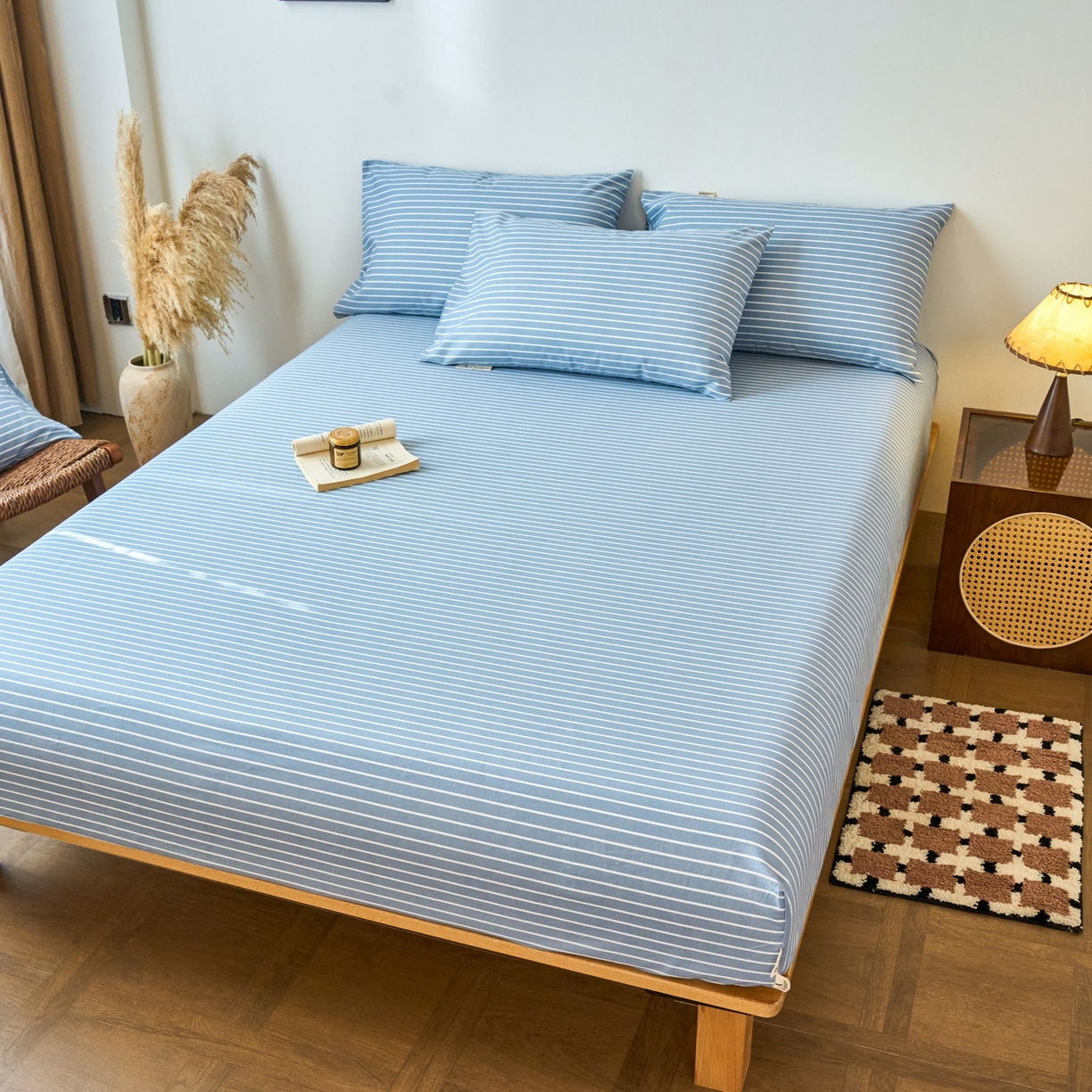 91家纺网 家纺一手货源 找家纺 春皖家纺 2026新款全棉老粗布席子凉席普通款单床笠床笠单件 细川-聚