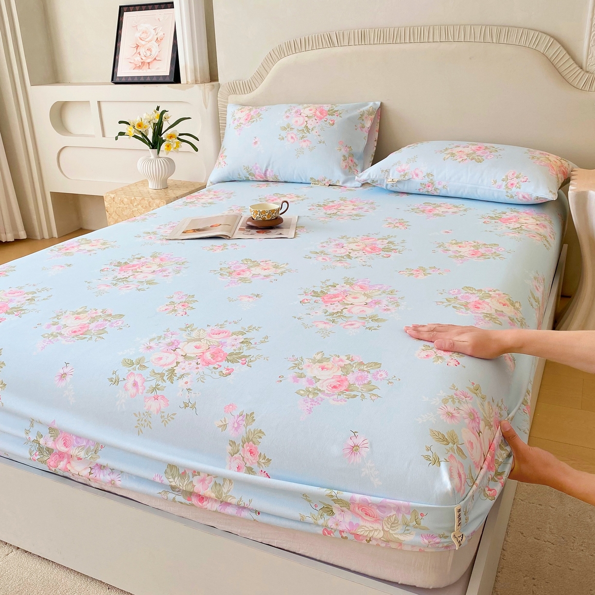 春皖家纺 2026新款全棉老粗布席子凉席普通款单床笠床笠单件 向晚