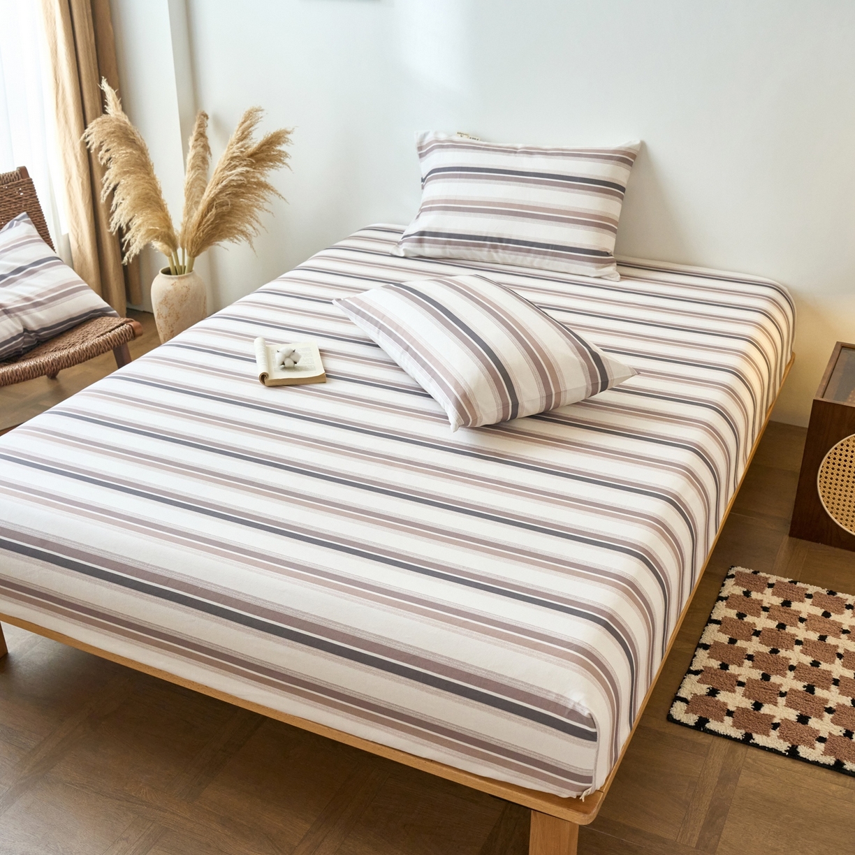 91家纺网 家纺一手货源 找家纺 春皖家纺 2026新款全棉老粗布席子凉席普通款单床笠床笠单件 星纬