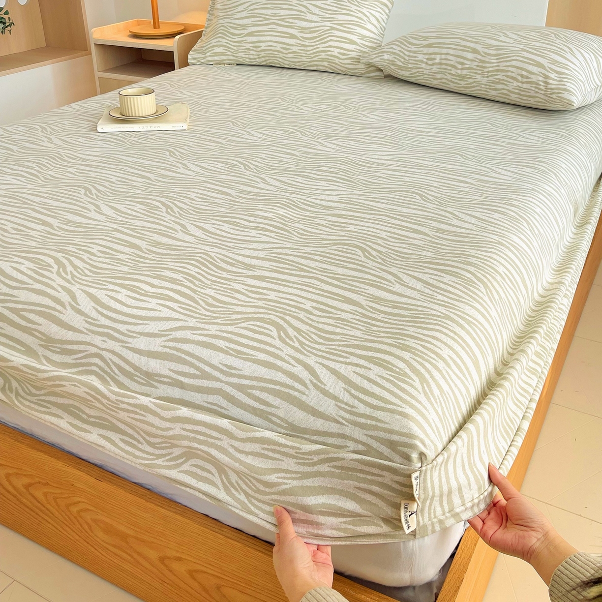 91家纺网 家纺一手货源 找家纺 春皖家纺 2026新款全棉老粗布席子凉席普通款单床笠床笠单件 星野纹-米