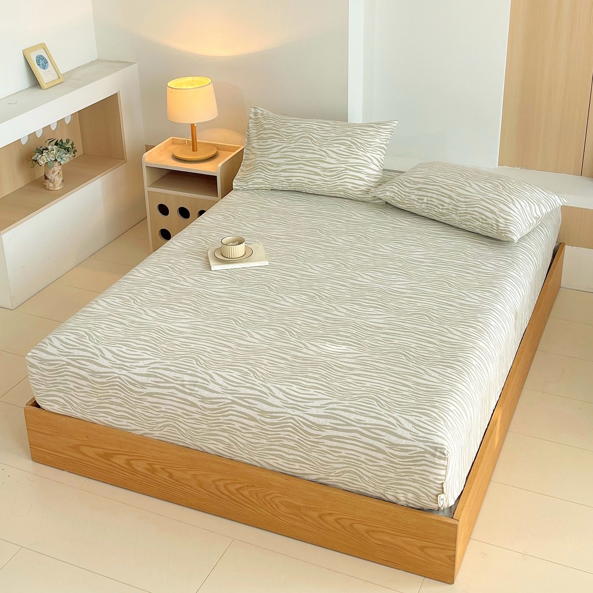 91家纺网 家纺一手货源 找家纺 春皖家纺 2026新款全棉老粗布席子凉席普通款单床笠床笠单件 星野纹-米