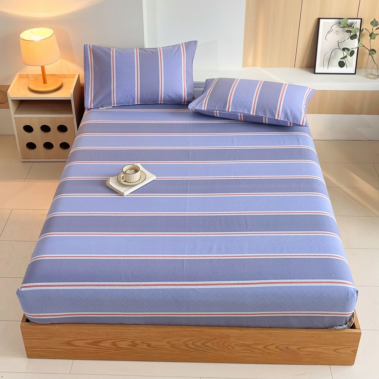 91家纺网 家纺一手货源 找家纺 春皖家纺 2026新款全棉老粗布席子凉席普通款单床笠床笠单件 雅致-紫