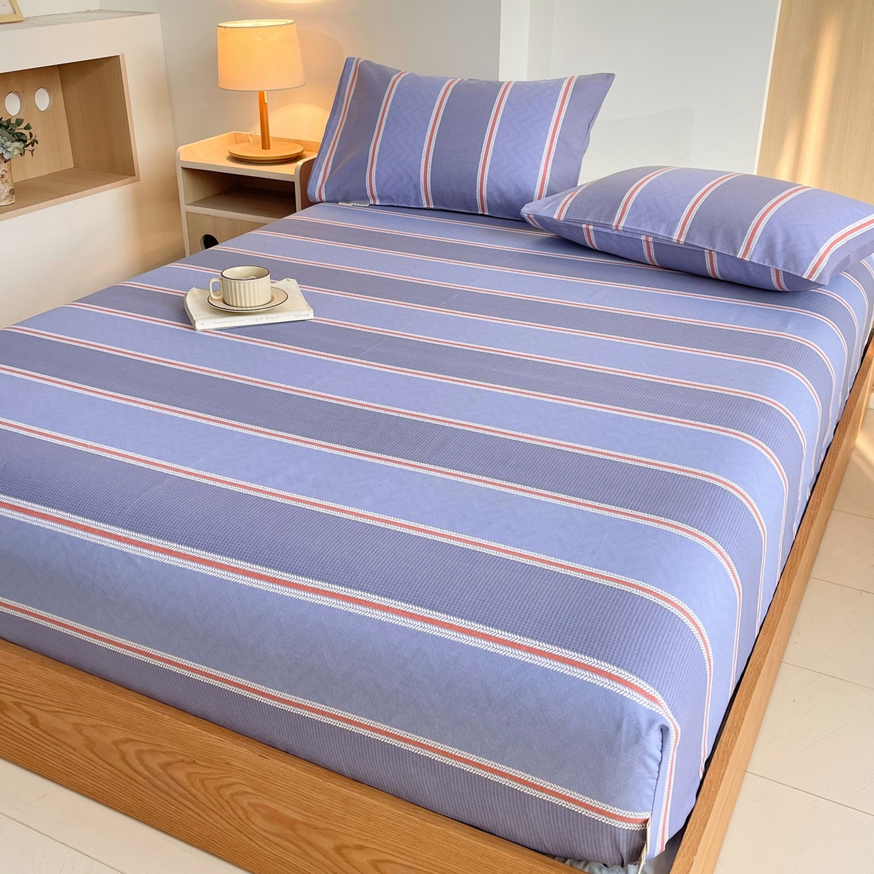 91家纺网 家纺一手货源 找家纺 春皖家纺 2026新款全棉老粗布席子凉席普通款单床笠床笠单件 雅致-紫