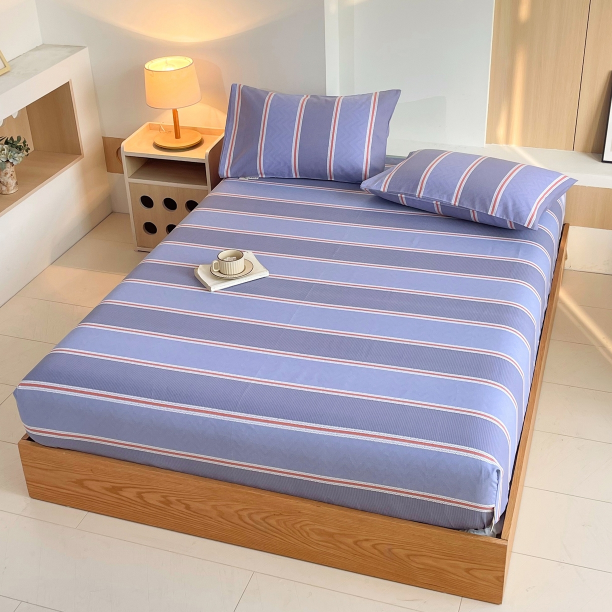 91家纺网 家纺一手货源 找家纺 春皖家纺 2026新款全棉老粗布席子凉席普通款单床笠床笠单件 雅致-紫