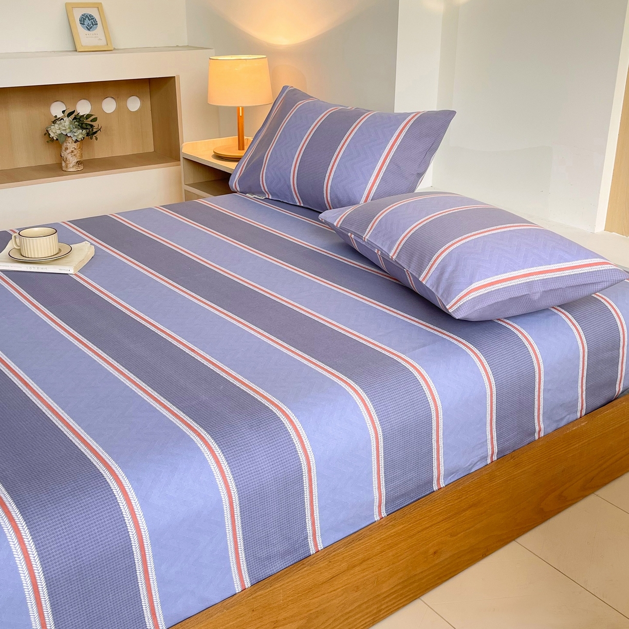 91家纺网 家纺一手货源 找家纺 春皖家纺 2026新款全棉老粗布席子凉席普通款单床笠床笠单件 雅致-紫