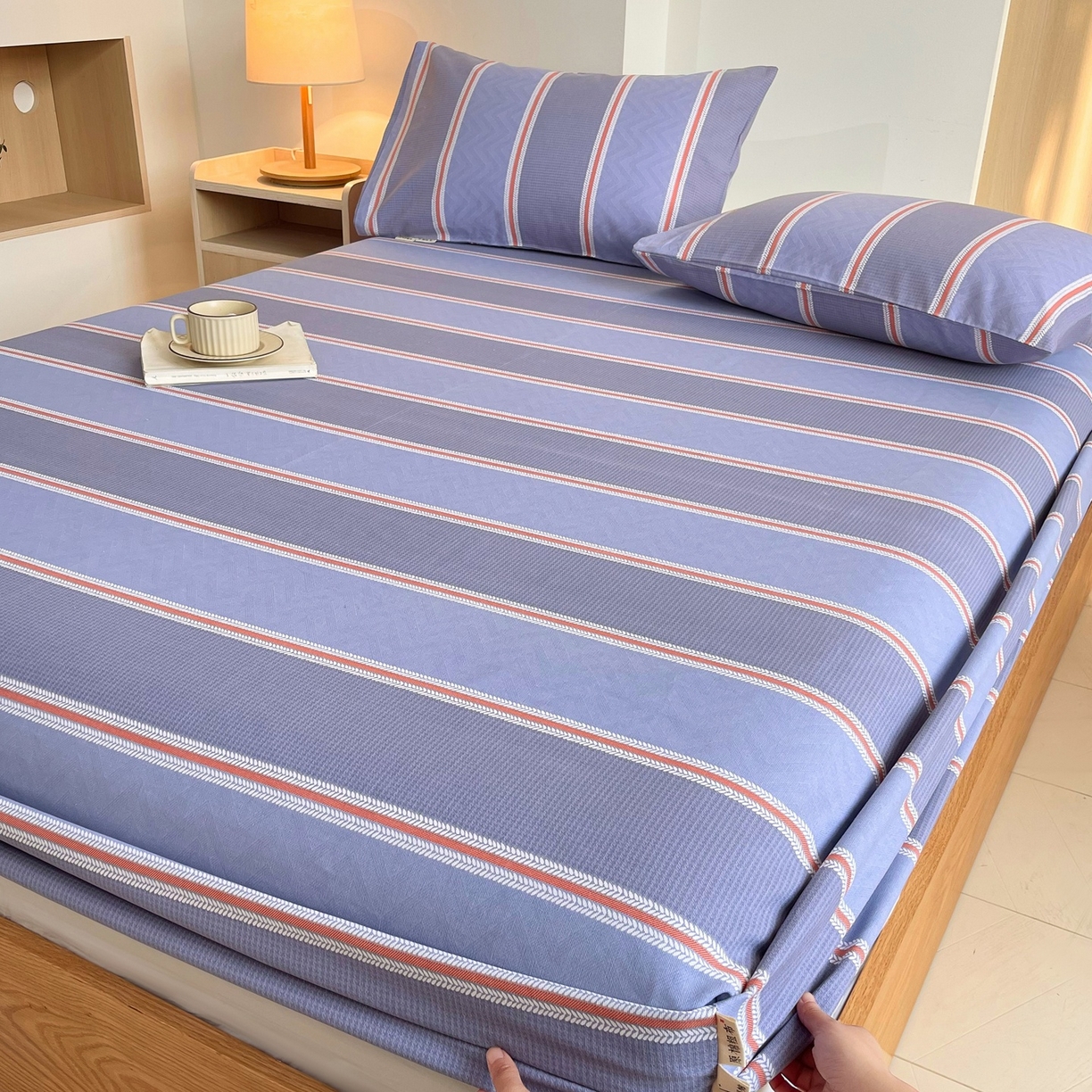 91家纺网 家纺一手货源 找家纺 春皖家纺 2026新款全棉老粗布席子凉席普通款单床笠床笠单件 雅致-紫