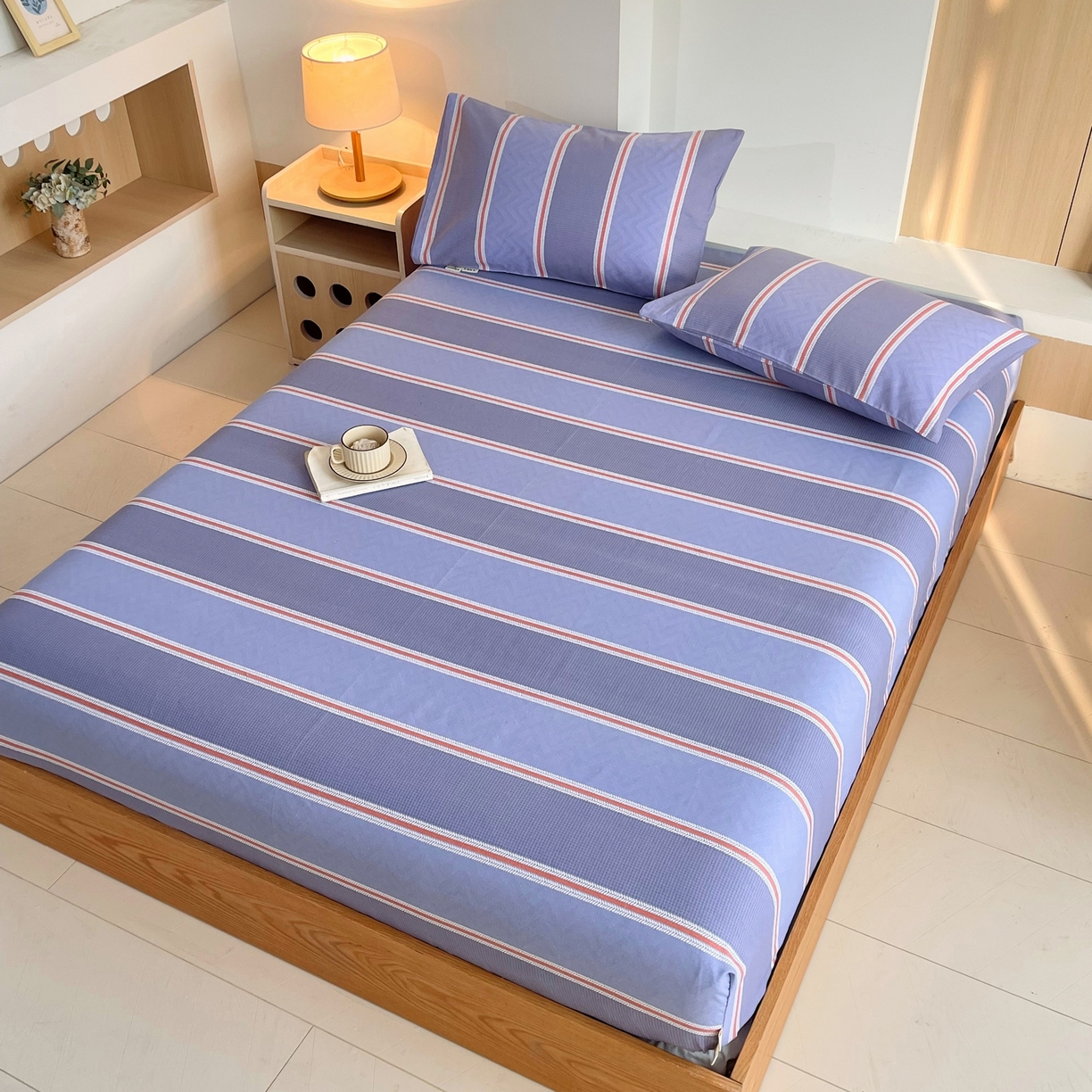 91家纺网 家纺一手货源 找家纺 春皖家纺 2026新款全棉老粗布席子凉席普通款单床笠床笠单件 雅致-紫