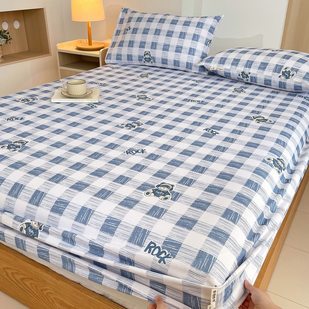 91家纺网 家纺一手货源 找家纺 春皖家纺 2026新款全棉老粗布席子凉席普通款单床笠床笠单件 摇滚