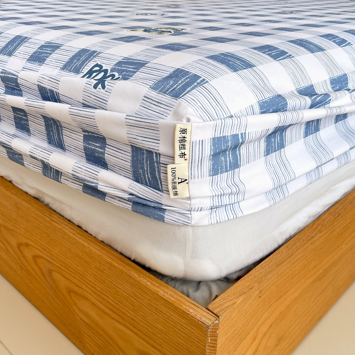 91家纺网 家纺一手货源 找家纺 春皖家纺 2026新款全棉老粗布席子凉席普通款单床笠床笠单件 摇滚