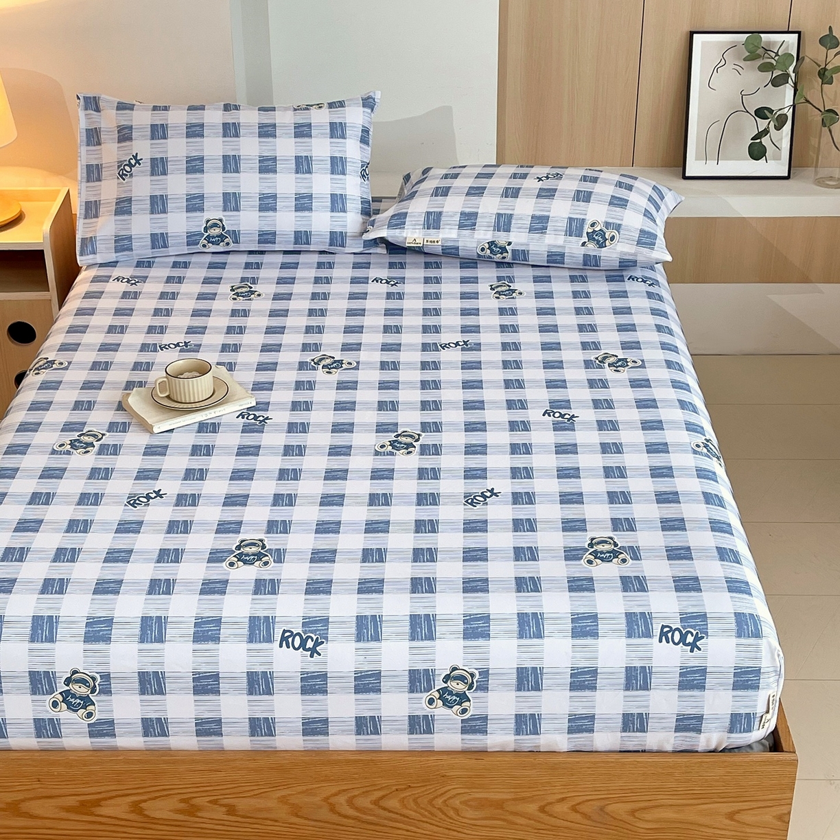 91家纺网 家纺一手货源 找家纺 春皖家纺 2026新款全棉老粗布席子凉席普通款单床笠床笠单件 摇滚