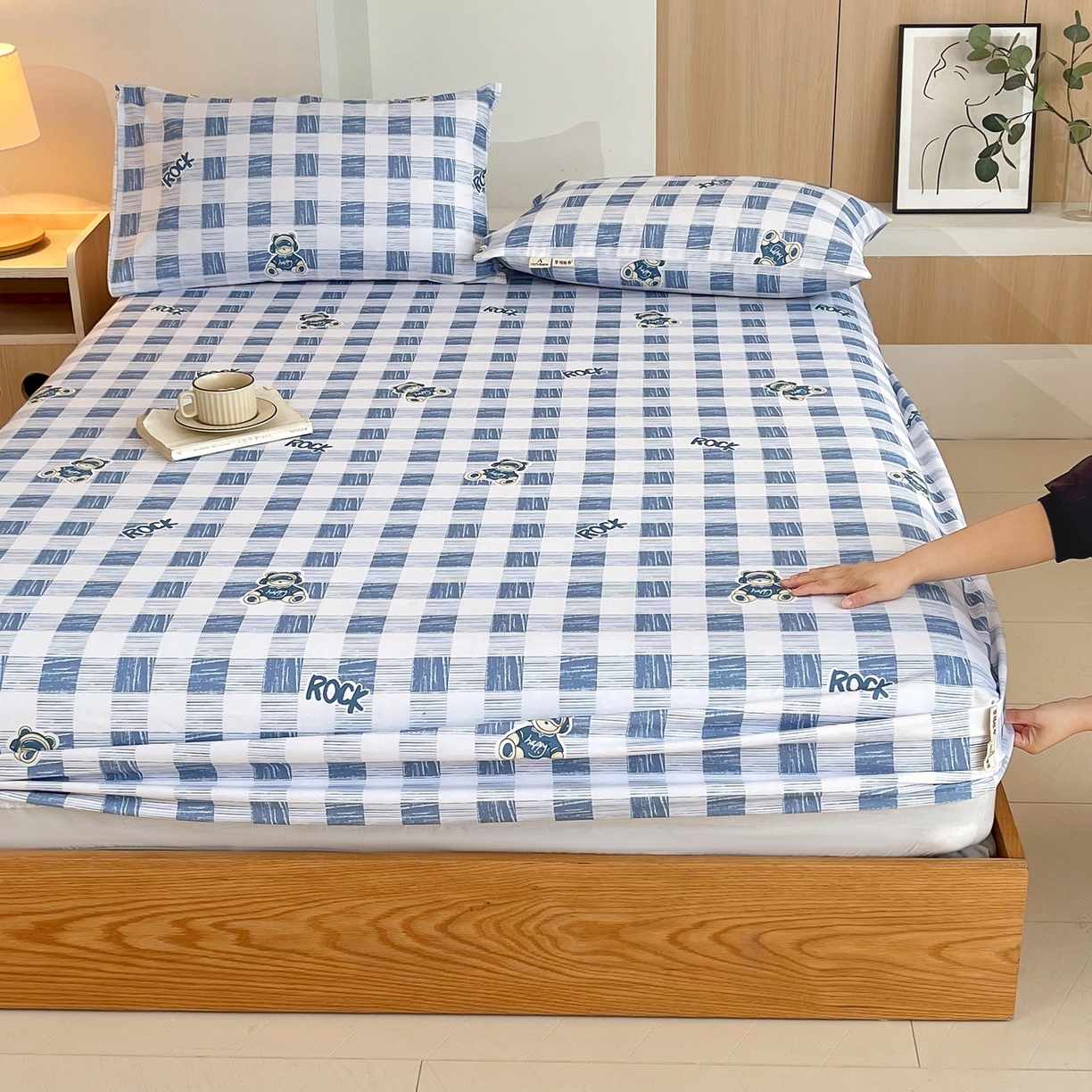 91家纺网 家纺一手货源 找家纺 春皖家纺 2026新款全棉老粗布席子凉席普通款单床笠床笠单件 摇滚