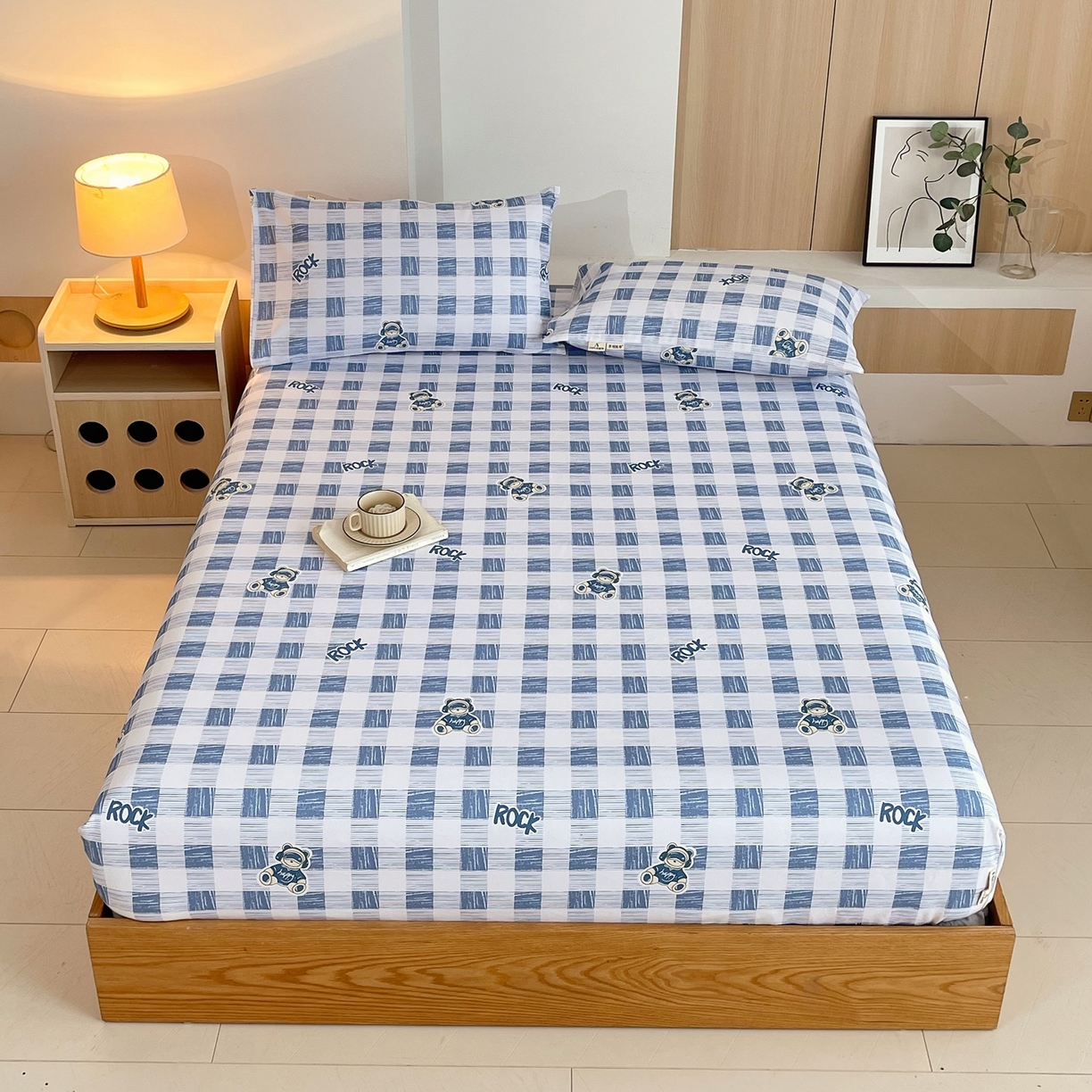 91家纺网 家纺一手货源 找家纺 春皖家纺 2026新款全棉老粗布席子凉席普通款单床笠床笠单件 摇滚