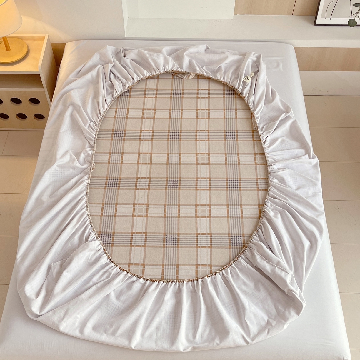 91家纺网 家纺一手货源 找家纺 春皖家纺 2026新款全棉老粗布席子凉席普通款单床笠床笠单件 意境-咖