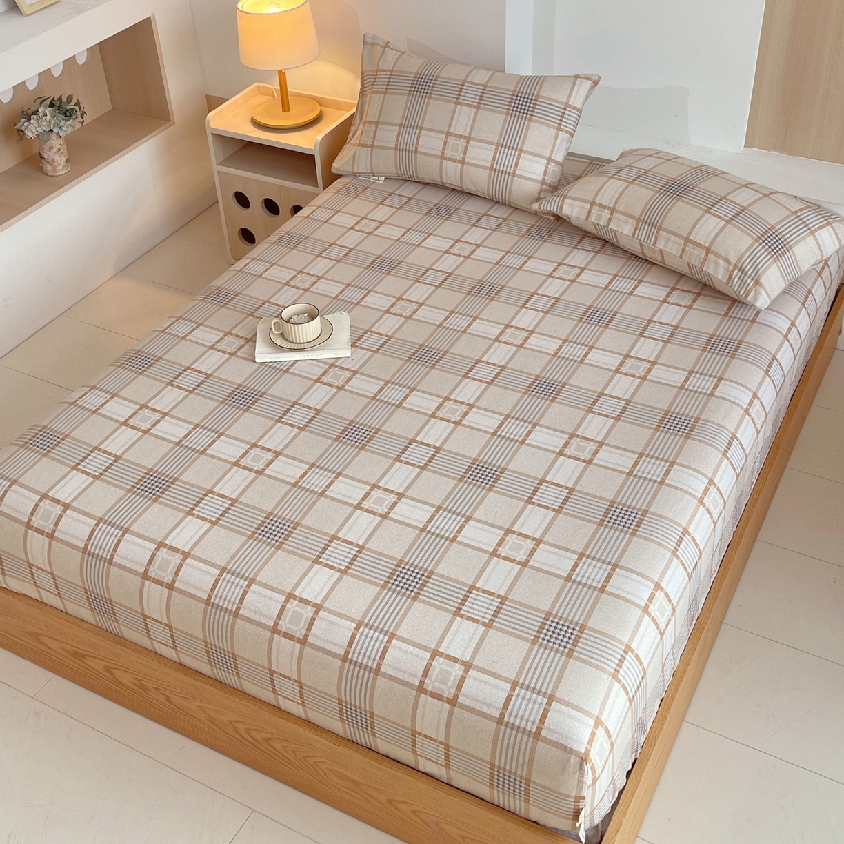 91家纺网 家纺一手货源 找家纺 春皖家纺 2026新款全棉老粗布席子凉席普通款单床笠床笠单件 意境-咖