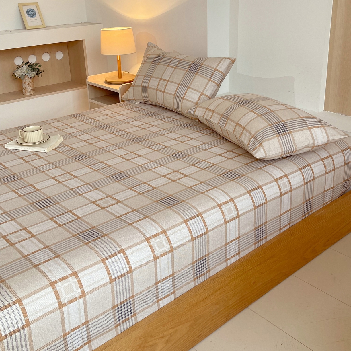 91家纺网 家纺一手货源 找家纺 春皖家纺 2026新款全棉老粗布席子凉席普通款单床笠床笠单件 意境-咖