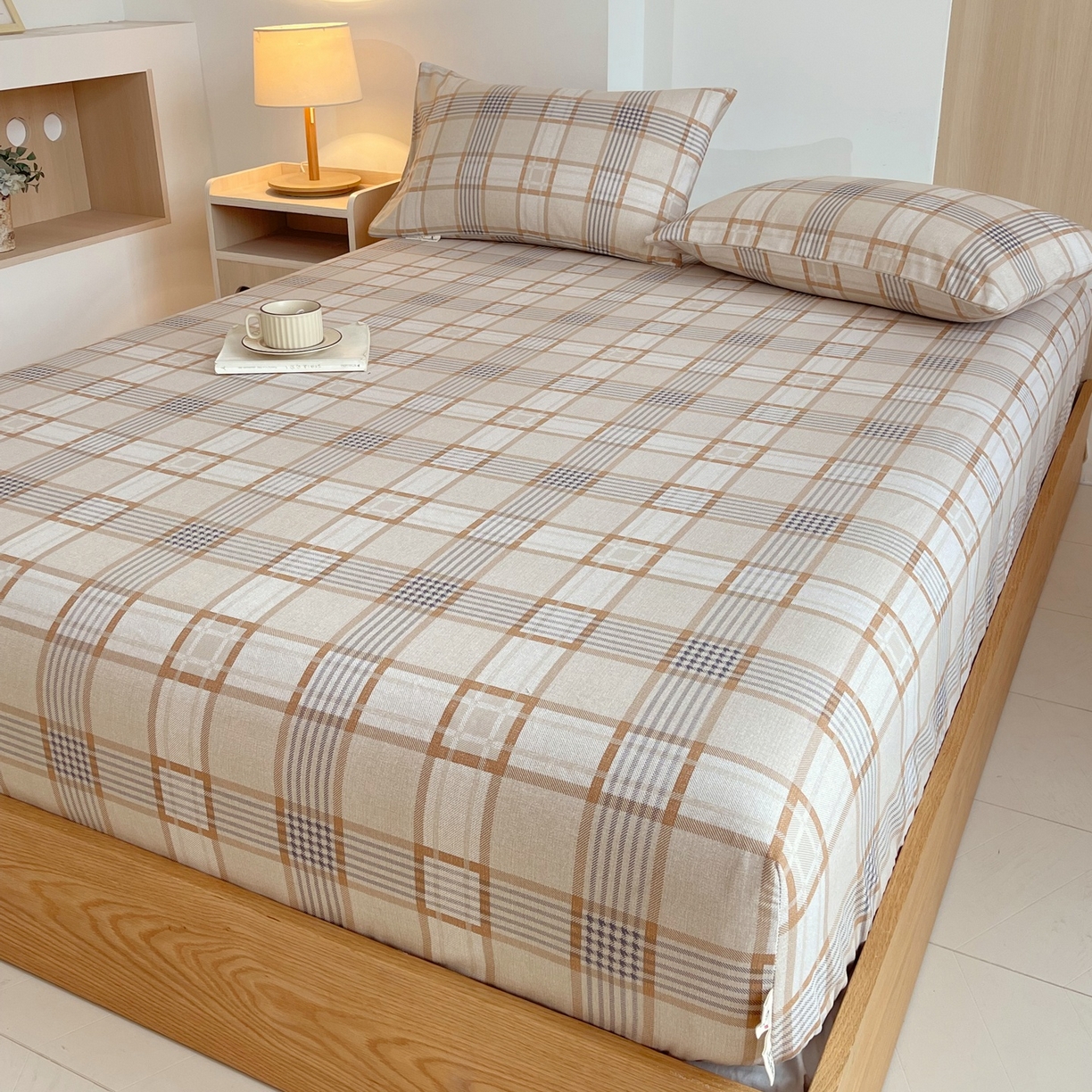 91家纺网 家纺一手货源 找家纺 春皖家纺 2026新款全棉老粗布席子凉席普通款单床笠床笠单件 意境-咖