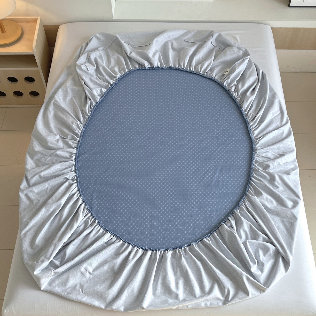 91家纺网 家纺一手货源 找家纺 春皖家纺 2026新款全棉老粗布席子凉席普通款单床笠床笠单件 樱子蓝