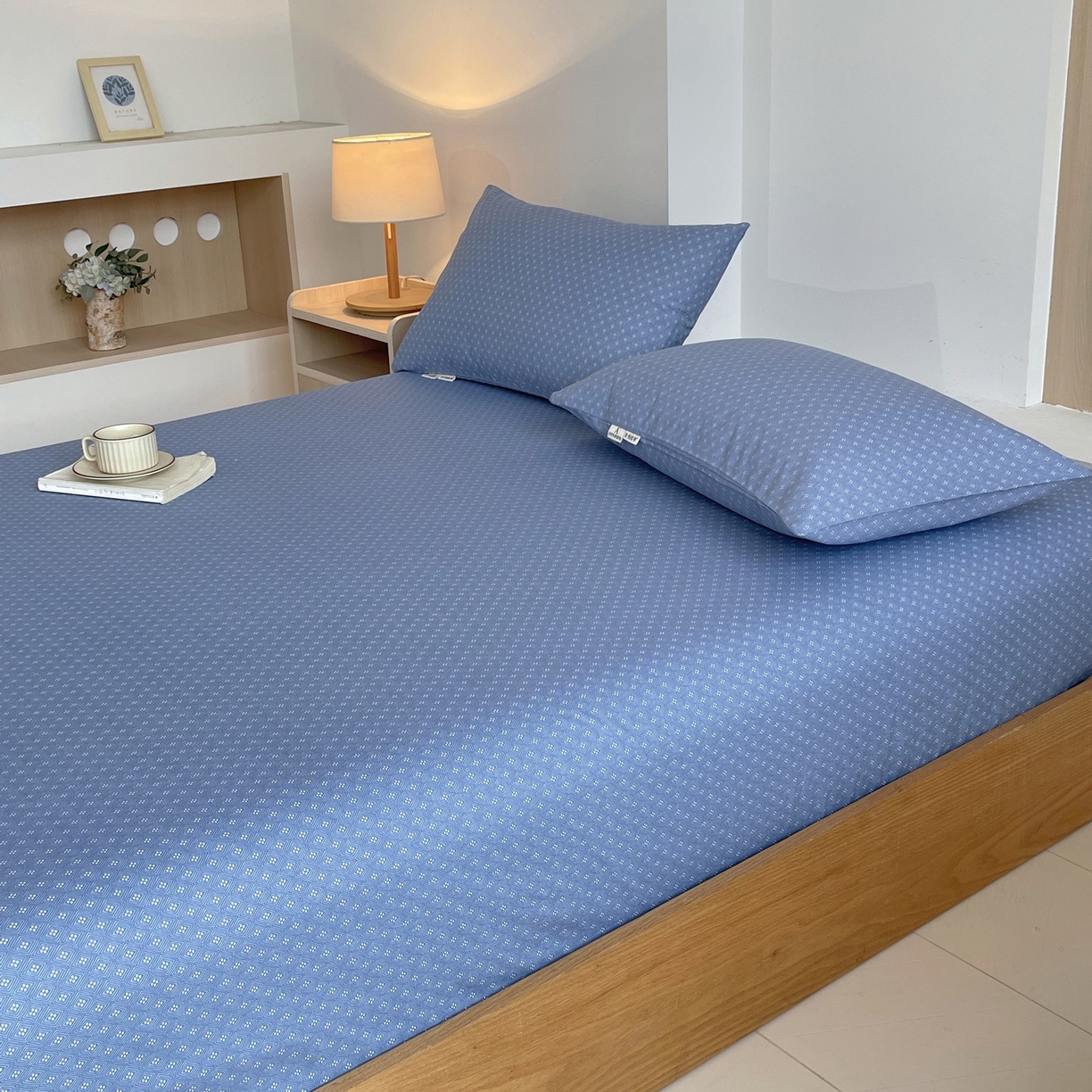 91家纺网 家纺一手货源 找家纺 春皖家纺 2026新款全棉老粗布席子凉席普通款单床笠床笠单件 樱子蓝