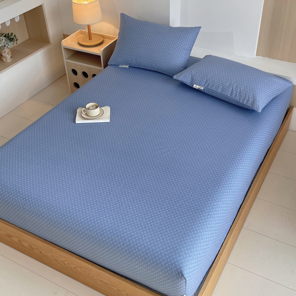 91家纺网 家纺一手货源 找家纺 春皖家纺 2026新款全棉老粗布席子凉席普通款单床笠床笠单件 樱子蓝