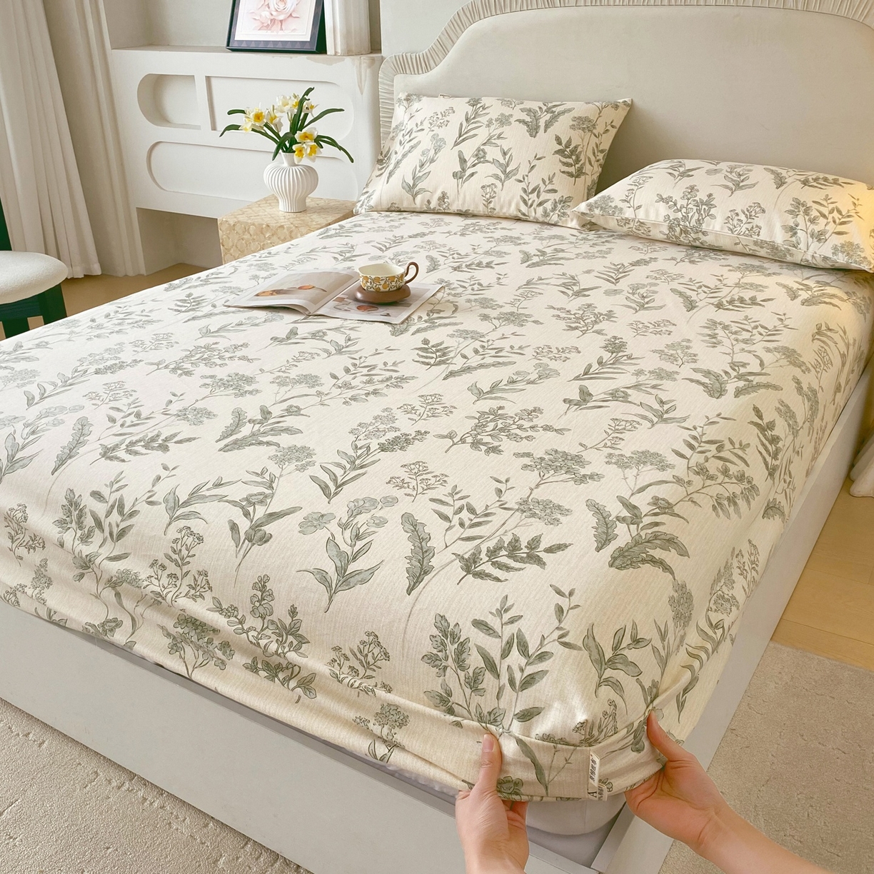 91家纺网 家纺一手货源 找家纺 春皖家纺 2026新款全棉老粗布席子凉席普通款单床笠床笠单件 子青