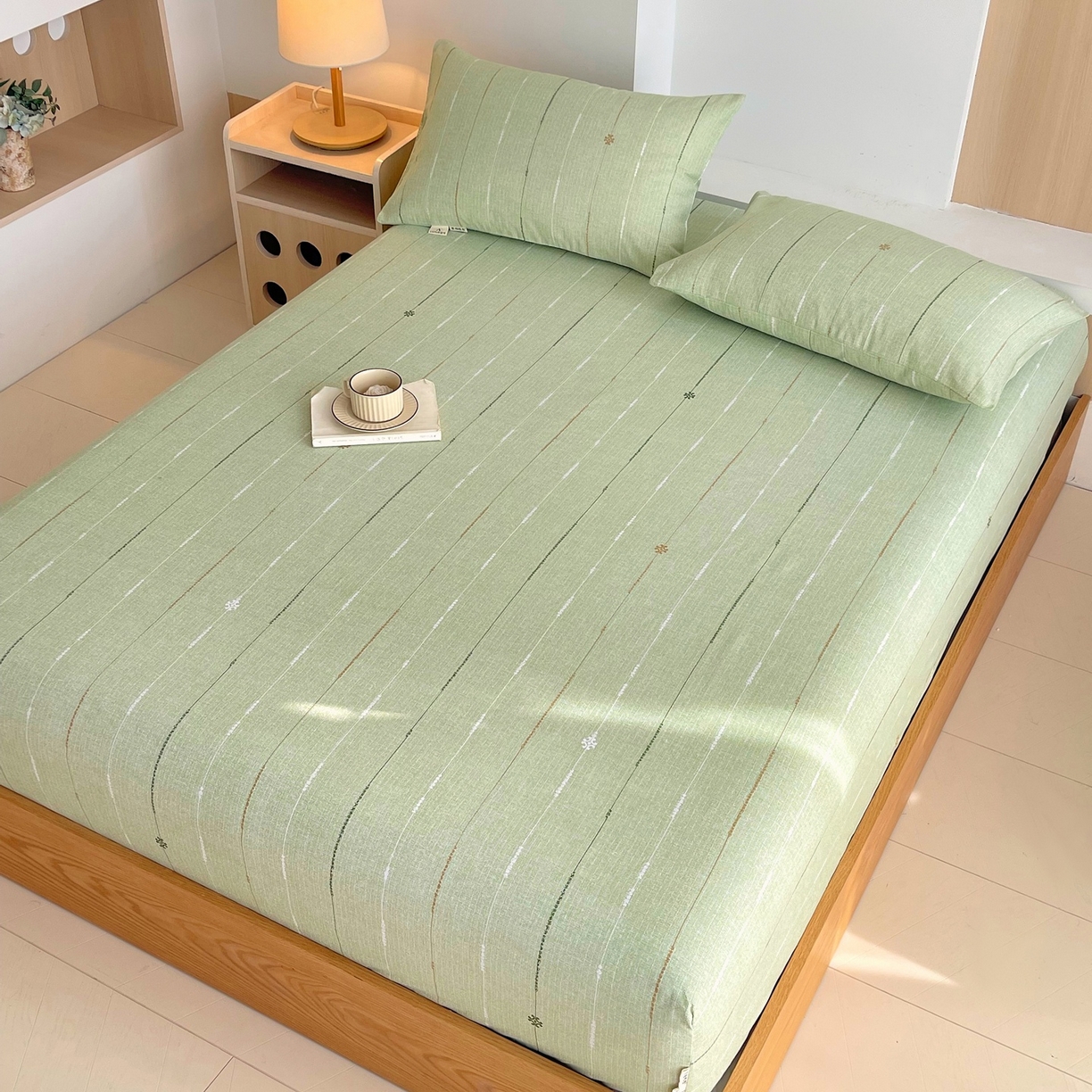 91家纺网 家纺一手货源 找家纺 春皖家纺 2026新款全棉老粗布席子凉席普通款单床笠床笠单件 自然-绿