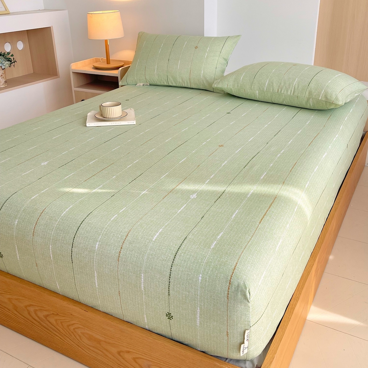91家纺网 家纺一手货源 找家纺 春皖家纺 2026新款全棉老粗布席子凉席普通款单床笠床笠单件 自然-绿