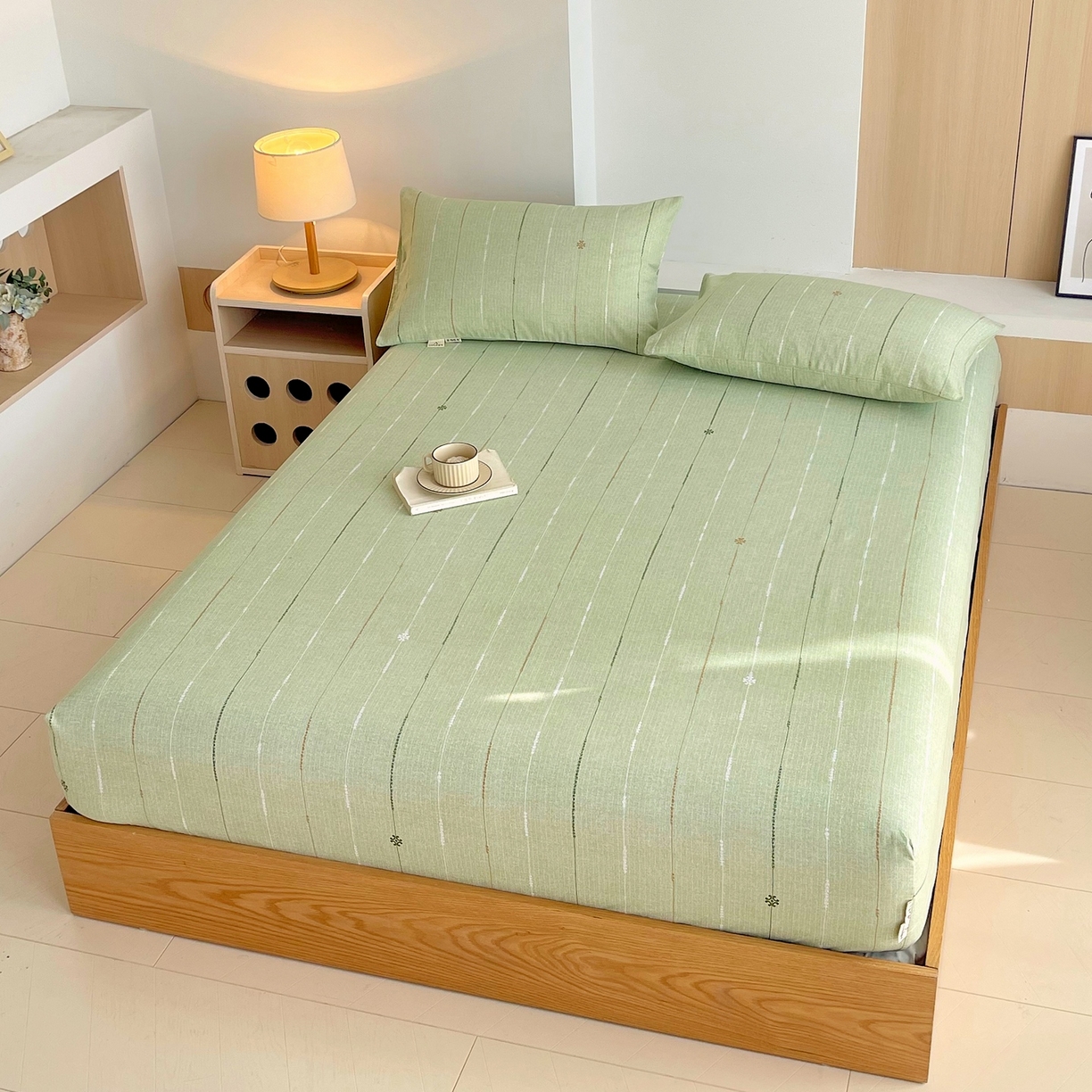 91家纺网 家纺一手货源 找家纺 春皖家纺 2026新款全棉老粗布席子凉席普通款单床笠床笠单件 自然-绿