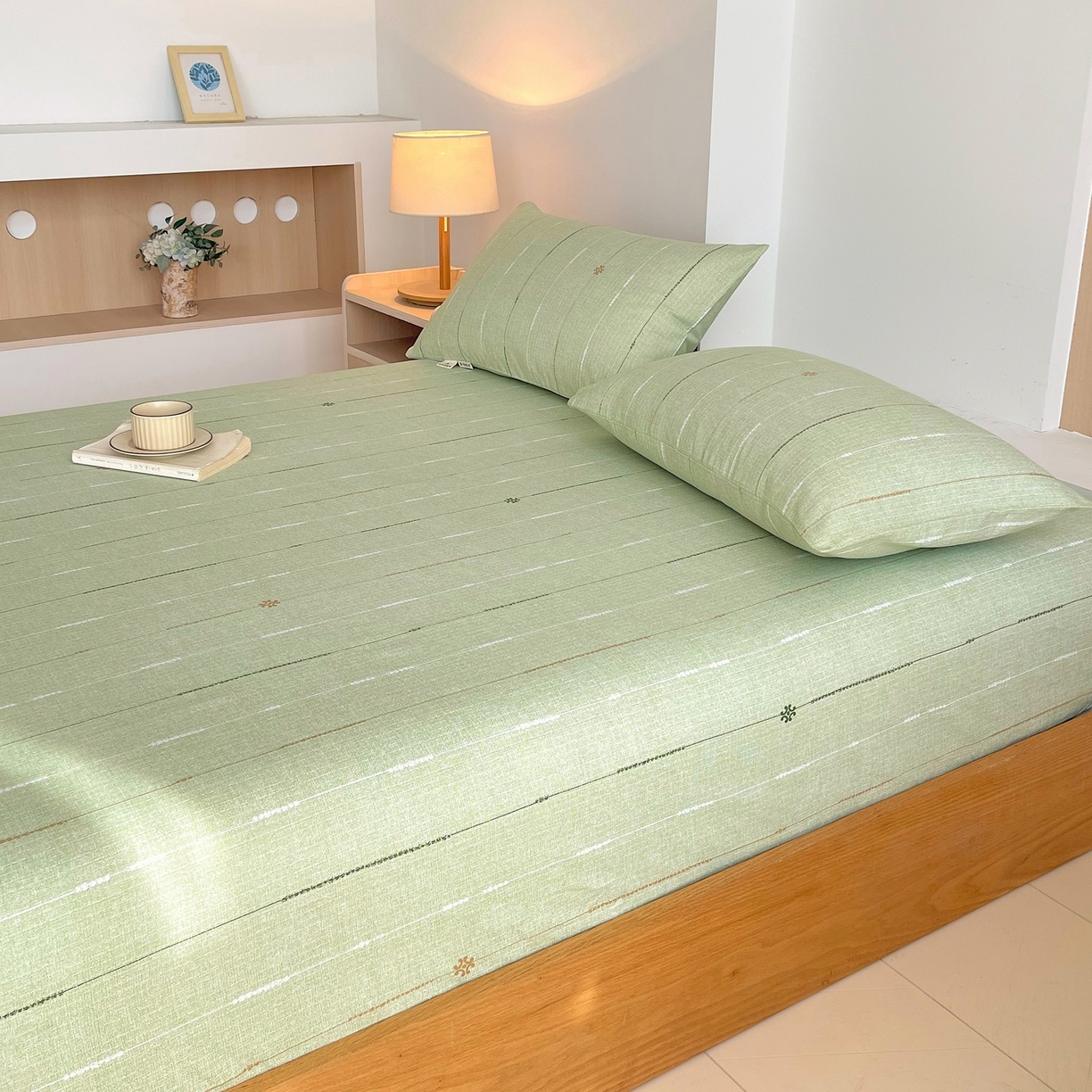 91家纺网 家纺一手货源 找家纺 春皖家纺 2026新款全棉老粗布席子凉席普通款单床笠床笠单件 自然-绿