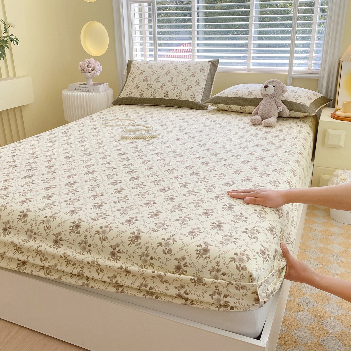 91家纺网 家纺一手货源 找家纺 （总）春皖家纺 2026新款全棉老粗布席子凉席工艺款单床笠床笠单件