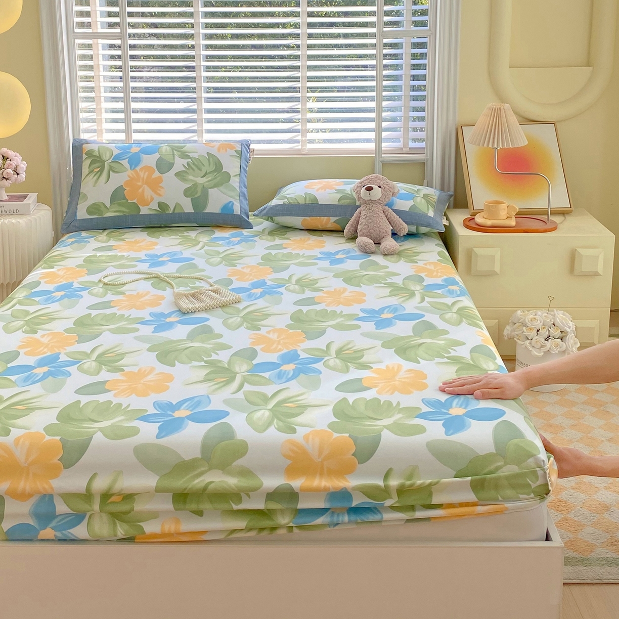 91家纺网 家纺一手货源 找家纺 （总）春皖家纺 2026新款全棉老粗布席子凉席工艺款单床笠床笠单件