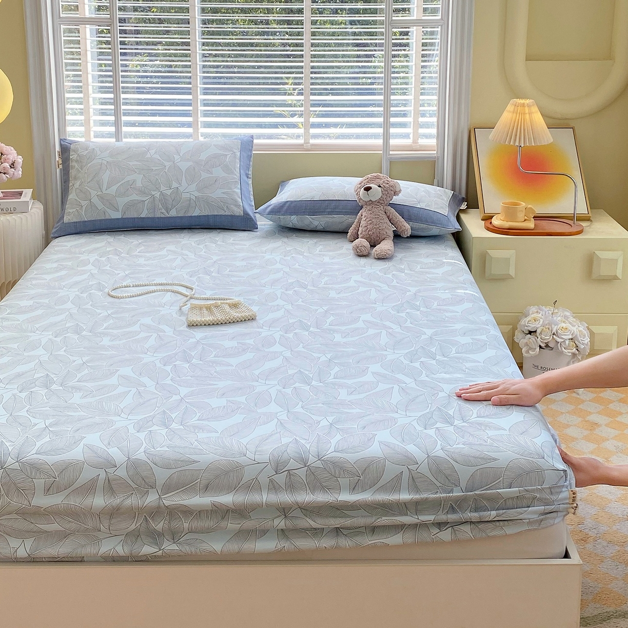 91家纺网 家纺一手货源 找家纺 （总）春皖家纺 2026新款全棉老粗布席子凉席工艺款单床笠床笠单件